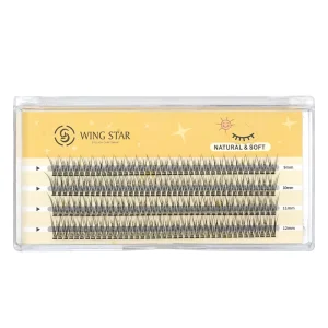 Natural Look Free Sample PBT Fiber Private Label Yellow Card Fishtail Cluster Eyelash