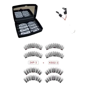Natural Look Handmade Half and Full Sized No Glue Magnetic Eyelashes with Synthetic Hair 3 Magnets Light Weight Soft Reusable