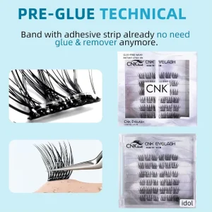 Natural-Look Pre-Cut Segmented Synthetic Hair Handmade Full-Strip Non-Adhesive DIY Black Eyelashes 0.07mm