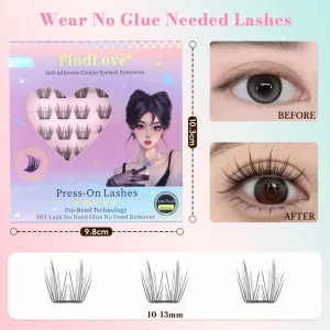 Natural Look Self Adhesive Eyelashes No Glue Long Lasting Reusable Strip Fake Eyelashes