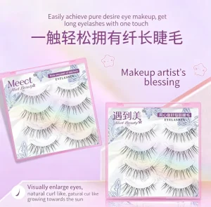 Natural Look Self-adhesive Reusable Handmade False Eyelashes Soft One Piece Strip Lashes Synthetic Hair Custom Color