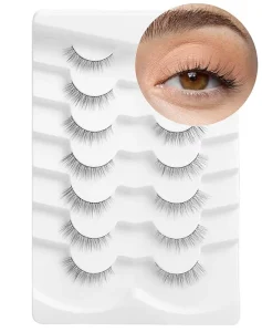 Natural Look Semi-Handmade Self-adhesive Reusable Lightweight Wispy Cruelty-Free 3D Effect Black Cotton Eyelashes