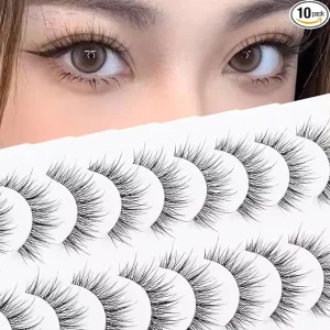 Natural Looking Japanese Korean Style Realistic Soft Synthetic Hair Invisible Clear Band Reusable Eyelashes