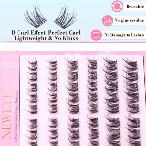 Natural Looking NE05 Black Brown Fluffy Press On Lashes Glue Free Lashes Extension Travel Reusable