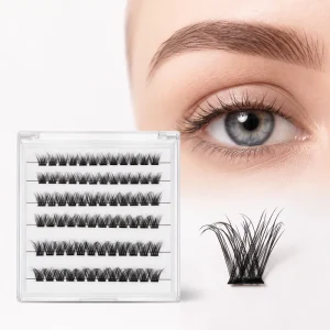 Natural Matte Black PBT DIY Eyelash Extensions Pre Glued Self Adhesive Cluster Lashes No Glue Individual Lashes Soft