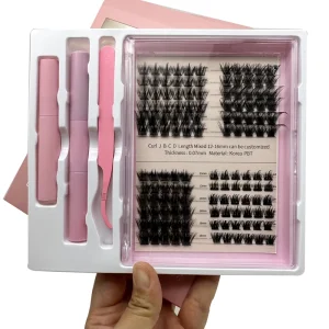 Natural Pre Cut Cluster Ribbon Eyelash Extension DIY Segmented Lash Extensions Kit DIY Cluster Lashes Kit