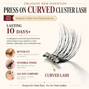 Natural Pre-Glued Curved Cluster Lashes DIY Self-Adhesive Press-On Eyelashes