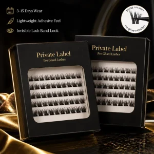 Natural Pre Glued Eyelash Extensions Clusters Press on Self Adhesive Cluster Lashes High Quality Lash Luxury Box