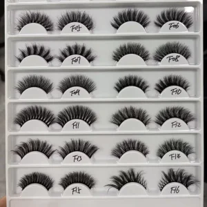 Natural Reusable Faux Mink Lashes 10mm-25mm Lightweight Full Strip Lashes Spiked Lash Private Label Packaging Box Wispy