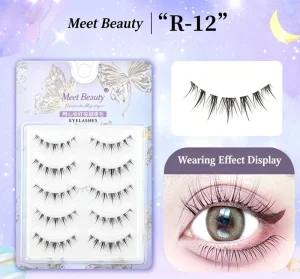 Natural Self-adhesive False Eyelashes Clear Band Natural Look Lazy Girl Beginner Friendly Easy Apply Individual Cluster Strip