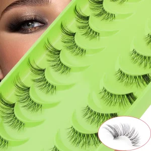 Natural Short Clear Full Strip False Eyelashes 10 Pairs Cat Eye Wispy Short Natural Lash Corner Half Eyelashes
