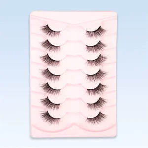 Natural Short Full Strip False Eyelashes 7 Pairs Wispy Short Natural Lash Corner Half Eyelashes