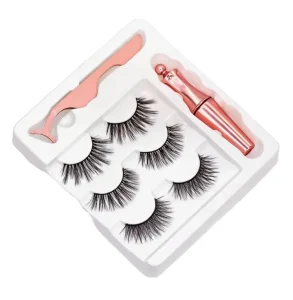 Natural Soft 4 Pairs Magnetic Handmade Synthetic Hair Eyelashes Eyeliner Kit Individual Lashes False Eyelash Makeup 0.07MM