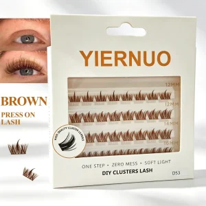 Natural Soft Short Brown Natural Eyelashes Cluster Private Label Reusable Wispy Lightweight Cat Eye Pre Glue Lashes