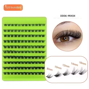 Natural Soft Thick Style DIY Cluster Lashes Segmented Individual Lash Extensions Waterproof 120 Pairs for Daily Use Work