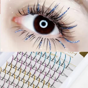 Natural Synthetic Mink Colorful Glitter Spike Lashes Tray Professional Lash Glitter Colorful Lash Eyelash Extension
