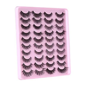 Natural Thick Mixed Pack of 20 Pairs of False Eyelashes Simulation Chemical Fiber Long Eye Lashes
