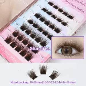 Natural Thin Band Mink Lashes Full Strip Super Fine Band False Eyelash Cluster Lash 3D Multi Layered Mega Volume 10D 20D 7 Rows