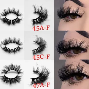 Natural Think and Long Eyelashes 25mm 3d 5D Real Mink Volume Short Mink Lashes Messy Fluffy Strip Lash Vendor Bulk