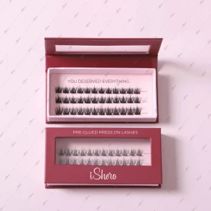 Natural Wispy Anime Style Light Weight Self Adhesive Eyelashes Pre Glued Press on Cluster Lashes Waterproof Handmade Custom Logo