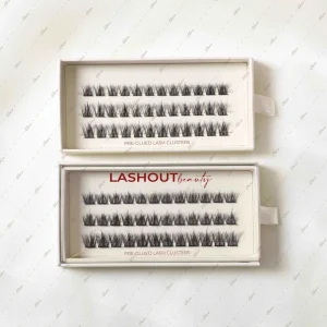 Natural Wispy Lightweight Pre Bonded Clear Pre Glued Cluster Lashes Easy to Apply Self Adhesive Eyelashes with Glue