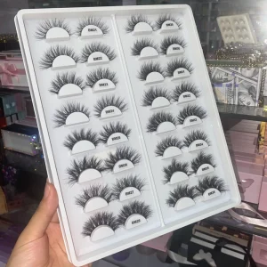 Natural Wispy Volume Faux Mink Lashes New Private Label Fluffy Natural C Curl Strip Eyelashes False Eyelashes
