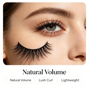 Natural and Fluffy Synthetic False Lashes, Soft and Lightweight, Reusable