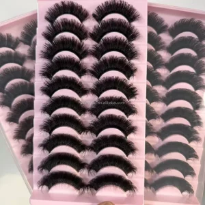 New 10 Pairs 3D Faux Mink Lashes Wispy Fluffy 25MM False Eyelashes Thick Volume Dramatic Cat Eye Lashes Long Strip Wispy Makeup