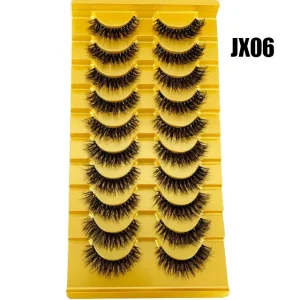 New 10pairs Mink Eyelashes Clear Band Eye Lashes Crisscross Transparent Band False Eyelashes