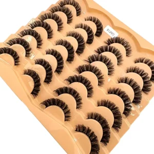 New 14 Pairs Fluffy False Eyelashes Handmade Slender Mink like Eyelashes 12mm Full Strip Makeup Synthetic