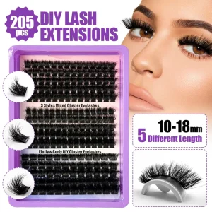 New 15Rows DIY 5D Fluffy Lash Clusters 60D 200D Thick Eyelash Clusters Wispy Individual Lashes 10 20mm Cluster Eyelash Extension