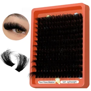 New 200D Fluffy Lash Clusters DIY Eyelash Extension Kit 14 24mm Mixed Length Trays Soft Plant Fiber Wispy Individual Lashes