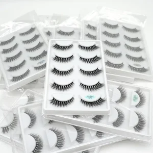 New 3D Effect Silk Lashes 5 Pairs Small False Eyelashes Synthetic Hair Black Cotton Band Full Strip Lashes