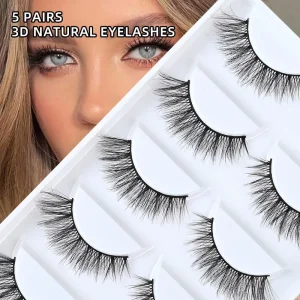 New 5 Pair Western Style False Eyelashes Voluminous & Curled One Piece 3D Handcrafted Lashes
