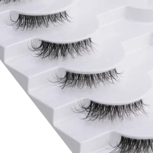 New Arrival 10 Pairs 3D Wispy Faux Mink Strip Eyelashes Clear Band Fluffy Natural Long Lash Cat Eye Effect