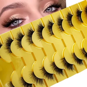 New Arrival Custom Mixed Length Transparent Band Volume Effect 3D Mink Full Strip Eyelashes Half Cat Eye Pre Glued Lashes