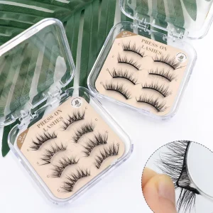 New Arrival Fluffy Pre Glued Half Strip False Eyelashes Glueless Press on Lashes Self Adhesive Lash
