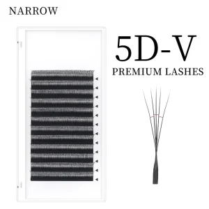 New Arrival Light Weight Soft PBT Fiber Narrow 5D W Shape Lashes with Long Flat Base for Eyeliner Effect Wispy W Lashes