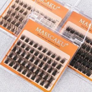 New Arrival MASSCAKU Self Adhesive Cluster Lashes Press on No Glue Needed Segmented Eyelashes Soft False Eyelashes Daily Makeup
