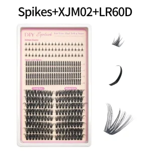 New Arrival Mixed Style Clusters Eyelash Manga Volume Spike Mini Tray Diy Eyelash Clusters Kit with Bottom Lash and Spike Lashes