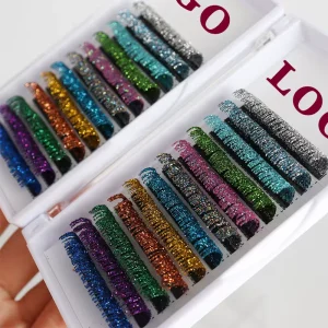 New Arrivals Fashion Glitter Lash Extensions Coloured Lashes Tray Private Label Party Focus Color Eyelash Extension