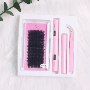 New Arrivals Super Natural Thin Band Lashes Handmade Fiber Bonded Premade Volume Waterproof Diy Eyelash Extension Cluster Kit