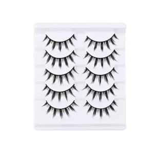 New Big Devil Comic Cosplay Stage Makeup Handmade Fiber False Eyelashes Can Be Segmented Natural Thick Black Cotton Band 5 Pairs
