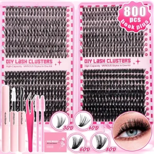 New Cross-border European American Semi hand Made Hot-melt Segmented Thick Single-cluster Eyelashes 60D-150D Eyelash