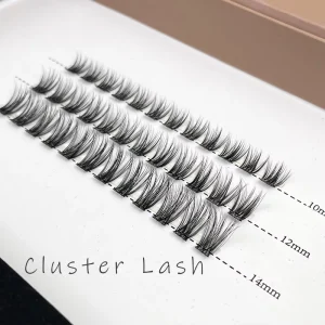 New Design 100% Handmade Cluster Natural Segmented Diy Eyelash Extension Kit Label 20D Heat Bonded PBT Lashes