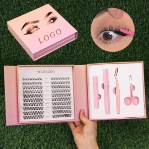 New Design Custom Cluster Lashes Kit Segmented Eyelashes DIY Lash Extension Kit Packaging