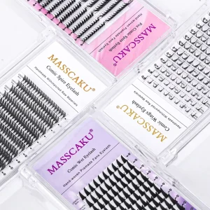 New Design MASSCAKU Fluffy Synthetic Hair Comic Wings Eyelash C D Curl 0.05mm Lightweight Premium Velvet Fiber Manga Spire Lash