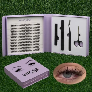 New Design Oblique Flying Fox Eyelash Pre Cut Segment Lash Clusters DIY Eyelash Extensions Kit