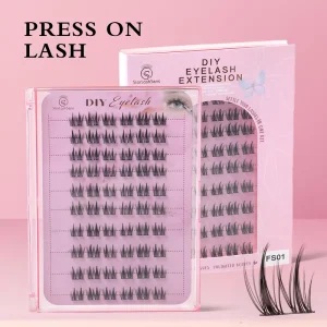 New Design Pink Package DIY Press on Cluster Lashes Pre glued Eyelashes Cluster Mixed Length Lash Chinese Vendors