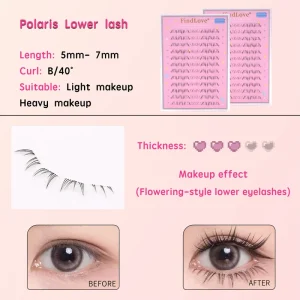 New Design Pre Glued Reusable Lower Eyelashes Style Mixed Length Glue Free and Natural Looking Bottom Lashes